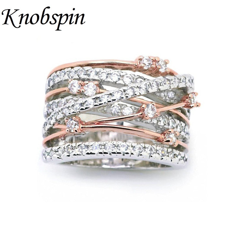 Fashion Brand Women Ring Rose Gold Color Finger Engagement Rings for Women Wedding Rings anillos Body Jewelry Size 6 7 8 9 10