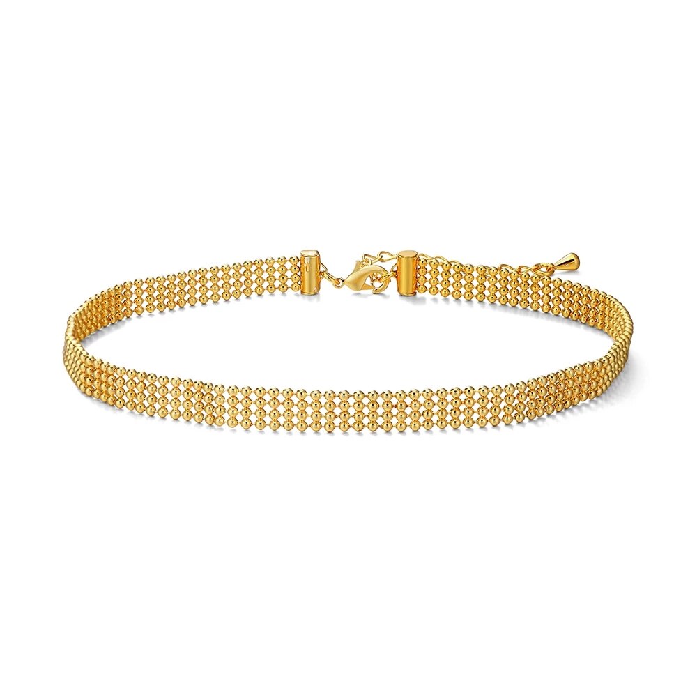 Chokers Necklaces For Women Wedding Accessories Gold Color Ball Chain Punk Gothic Chokers Jewelry Collier Femme 32cm+8cm