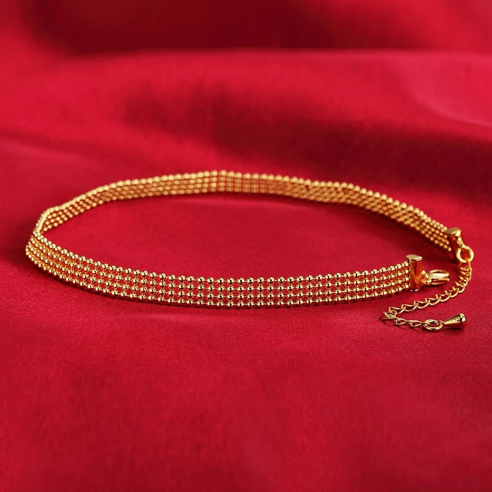 Chokers Necklaces For Women Wedding Accessories Gold Color Ball Chain Punk Gothic Chokers Jewelry Collier Femme 32cm+8cm