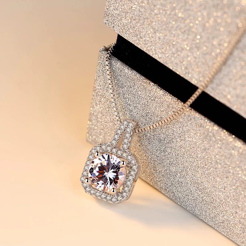 Creative Geometric Handbag Ladies Necklace Pendant With Shiny AAA Grade Zircon Prom Wedding  bijoux femme