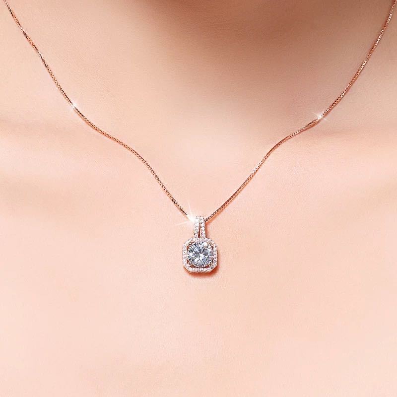 Creative Geometric Handbag Ladies Necklace Pendant With Shiny AAA Grade Zircon Prom Wedding  bijoux femme