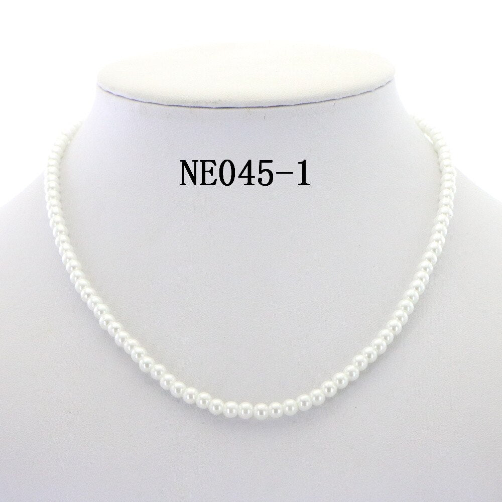 Glamour 4mm Imitation Round Pearl Choker Necklace 14 Styles Elegant Woman Girl Christmas Wedding Gift Jewelry 16inch