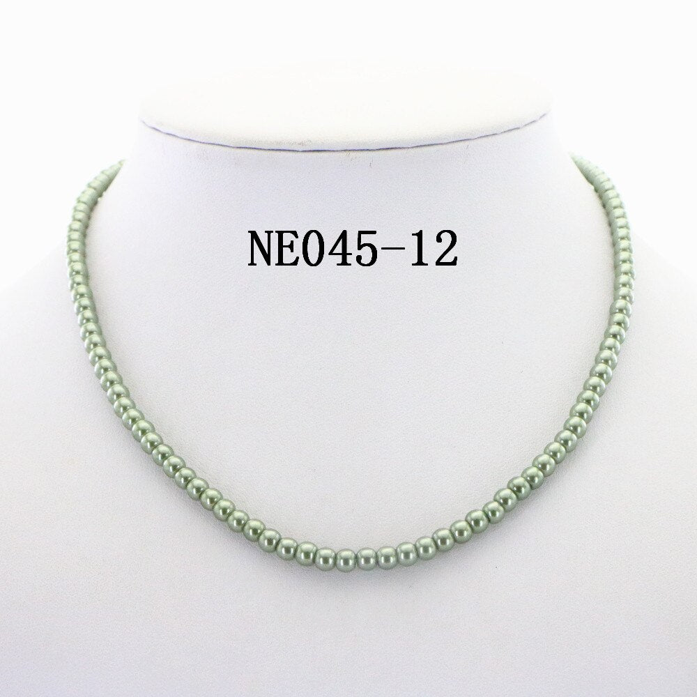 Glamour 4mm Imitation Round Pearl Choker Necklace 14 Styles Elegant Woman Girl Christmas Wedding Gift Jewelry 16inch