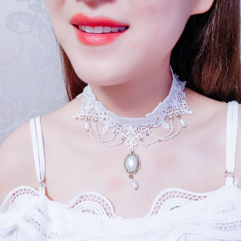Gothic Classic Charm Fashion White Collar Women Lace Collar Party