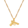 Mens Boys Necklaces Hand Pistol Gun Pendant Necklace Men Biker Black Gold-color Hip Hop Colar Jewelry