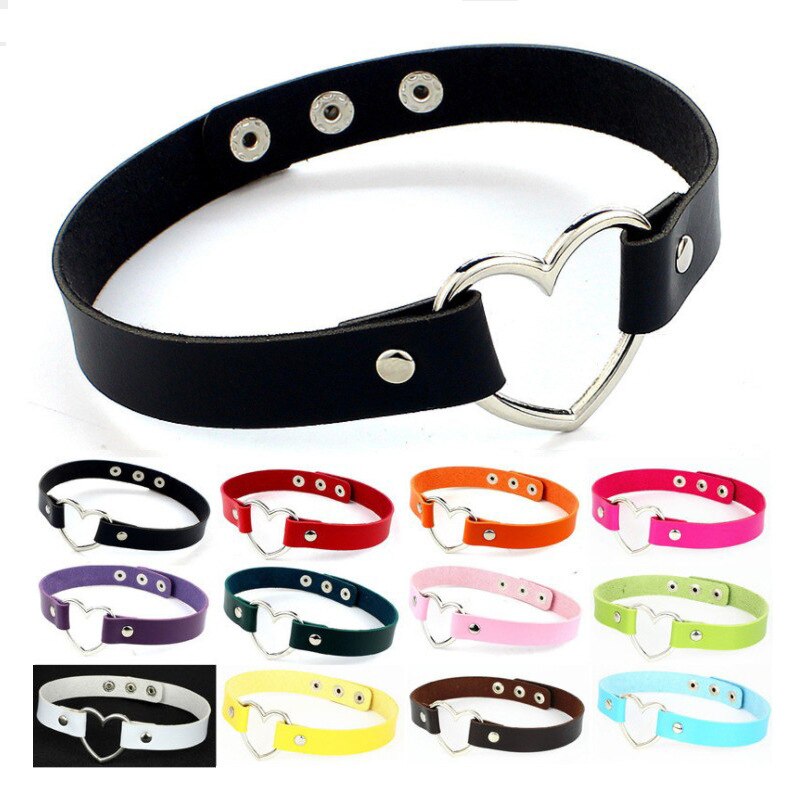 PU Leather Heart Choker Necklace Women Choker Necklaces Punk Statement Jewelry Collier Wedding Bride Jewelry Gift  2021