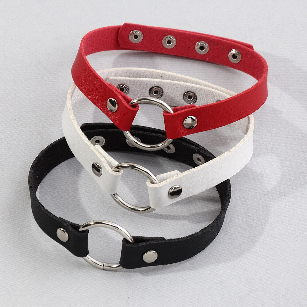 PU Leather Round Choker Necklace Women Chocker Necklaces Punk Gothic Statement Jewelry Collier Wedding Bride Jewelry