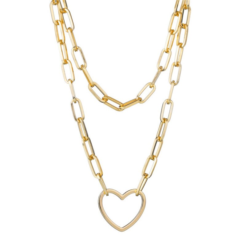 Punk Multilayer Lock Chain Necklace Padlock Key Necklace Pendant Women Gothic Party Jewelry Gift