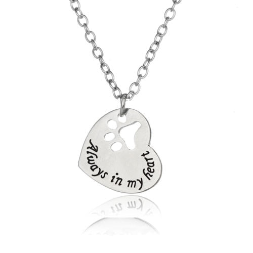 Fashion Silver Gold Necklace Jewellery Keyring Charms Chain Pendant Gifts Women Necklaces Pet Lover Dog Cat Footprint