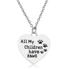 Fashion Silver Gold Necklace Jewellery Keyring Charms Chain Pendant Gifts Women Necklaces Pet Lover Dog Cat Footprint