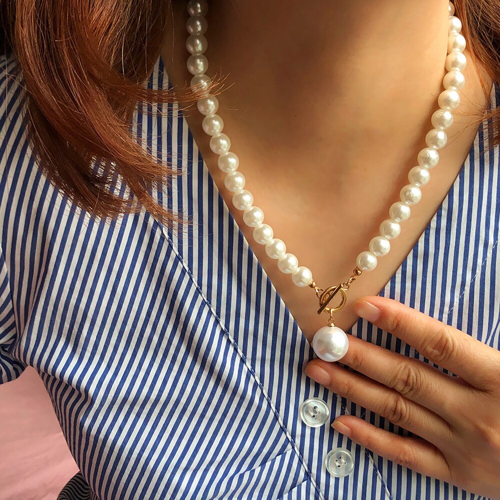 Simple Charming Pearls Strand Beads Neck Chain For Women Exquisite Sweet Choker Femme Wedding Party Dangle Drop Necklace