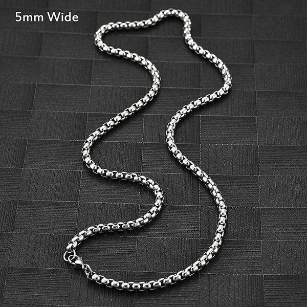 Stainless Steel Necklace Mens Silver Color High Quality Chain Box Chain Jewelry Gift