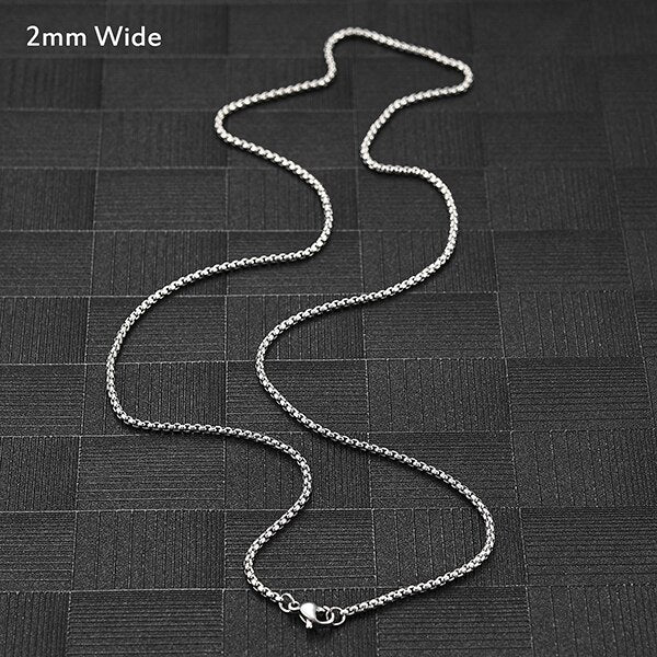 Stainless Steel Necklace Mens Silver Color High Quality Chain Box Chain Jewelry Gift