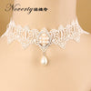 Vintage Sweet Lolita Imitation Pearl White Lace Choker Necklaces Bridal Jewelry For Women Wedding Party FY-122