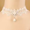 Vintage Sweet Lolita Imitation Pearl White Lace Choker Necklaces Bridal Jewelry For Women Wedding Party FY-122