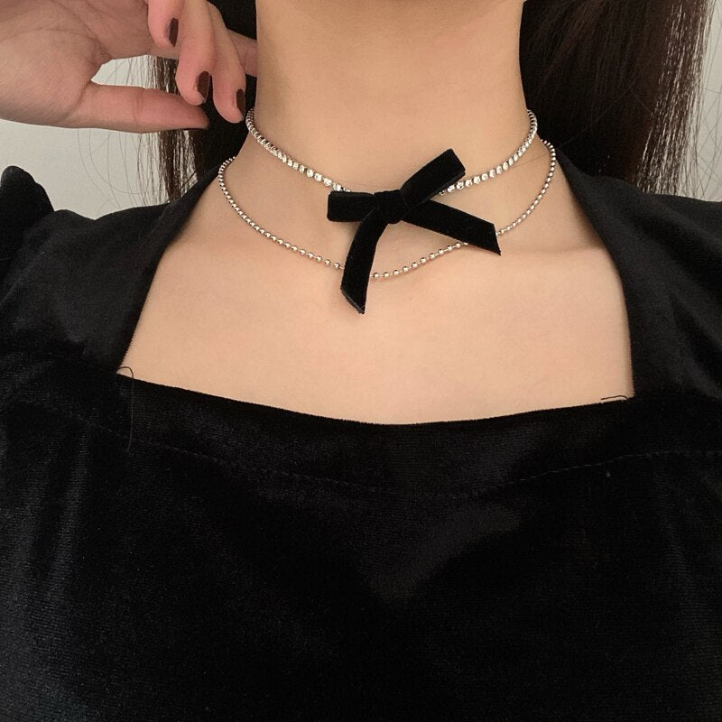 Wedding Jewelry Bow-Knot French Romantic Style Clavicle Chain Vintage Multi-Layer Necklace For Women Beach Chokers Gift
