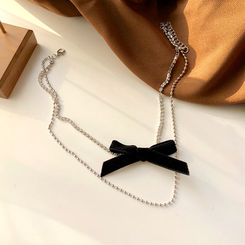Wedding Jewelry Bow-Knot French Romantic Style Clavicle Chain Vintage Multi-Layer Necklace For Women Beach Chokers Gift