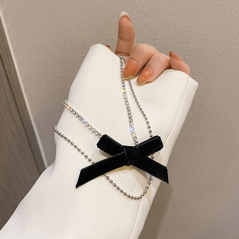 Wedding Jewelry Bow-Knot French Romantic Style Clavicle Chain Vintage Multi-Layer Necklace For Women Beach Chokers Gift