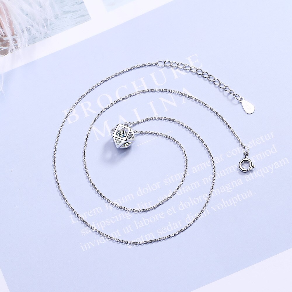 Zircon Square Pendants And Necklaces For Women 925 Stamp Silver Color Wedding Party Female Jewelry Gift