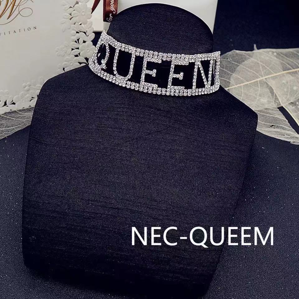 sexy 6 letters Rhinestone Necklace for women kissing love letter sparkling crystal necklace wedding party jewelry gifts