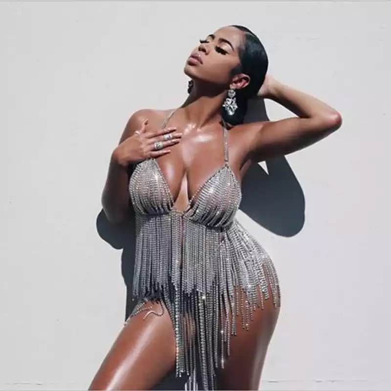 Ab Crystal Bling Tassel Rhinestone Bra Tops Body Chain Summer Sexy