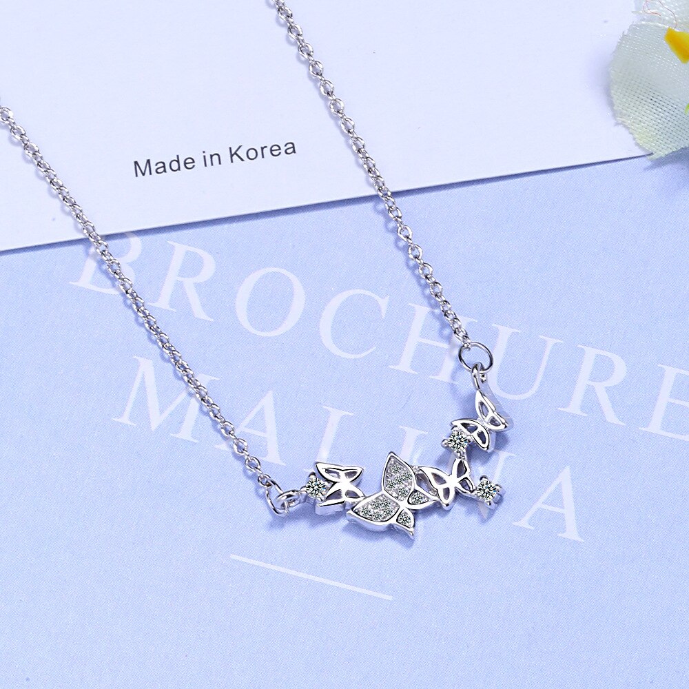 Female 925 Sterling Silver Butterflies Pendants And Necklaces For Women Wedding  Jewelry  GaaBou