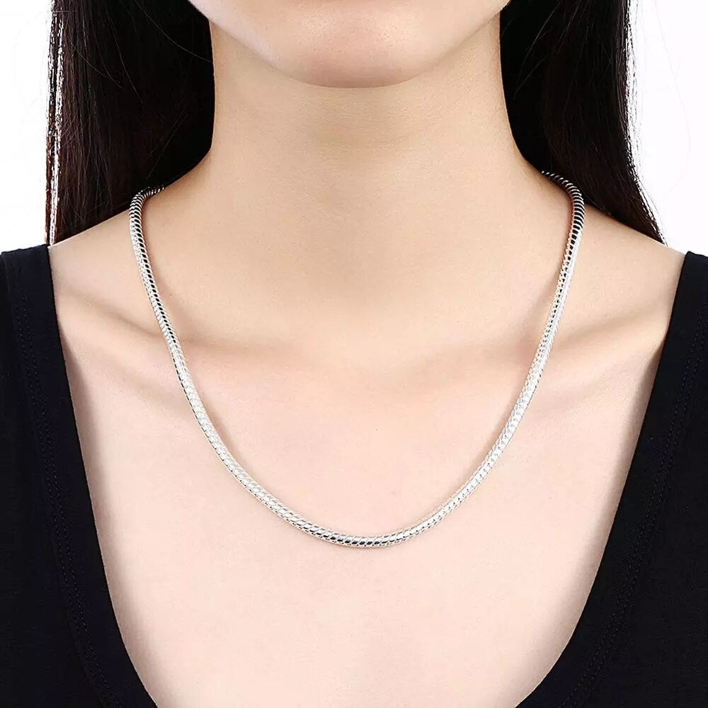 Fine 3MM Snake bone chain 925 sterling Silver Bracelets necklaces for men women designer jewelry sets wedding party Gift