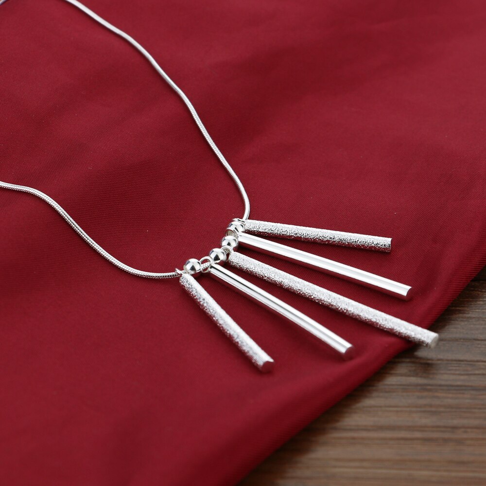 Fine 925 Stamped Silver Charms five pillars necklaces for women party wedding Jewelry Christmas gifts