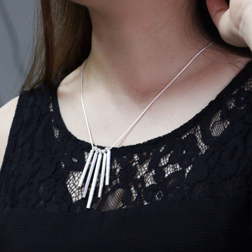 Fine 925 Stamped Silver Charms five pillars necklaces for women party wedding Jewelry Christmas gifts