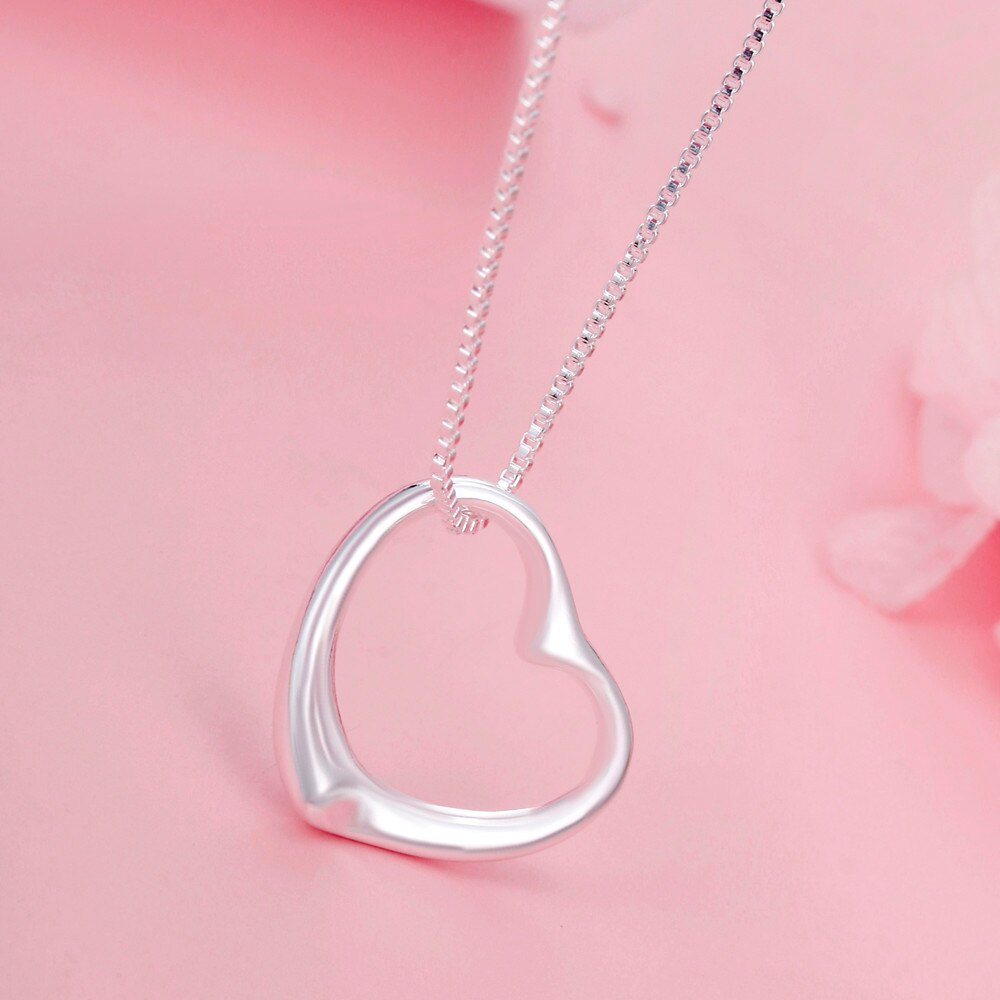 Fine 925 Stamped Silver elegant heart Pendant box chain Necklaces For Women noble party wedding Jewelry birthday gifts