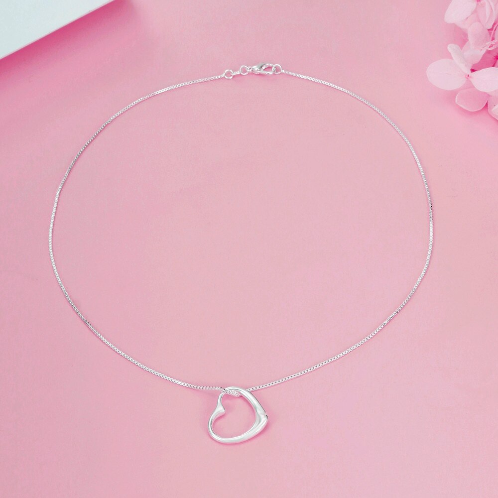 Fine 925 Stamped Silver elegant heart Pendant box chain Necklaces For Women noble party wedding Jewelry birthday gifts