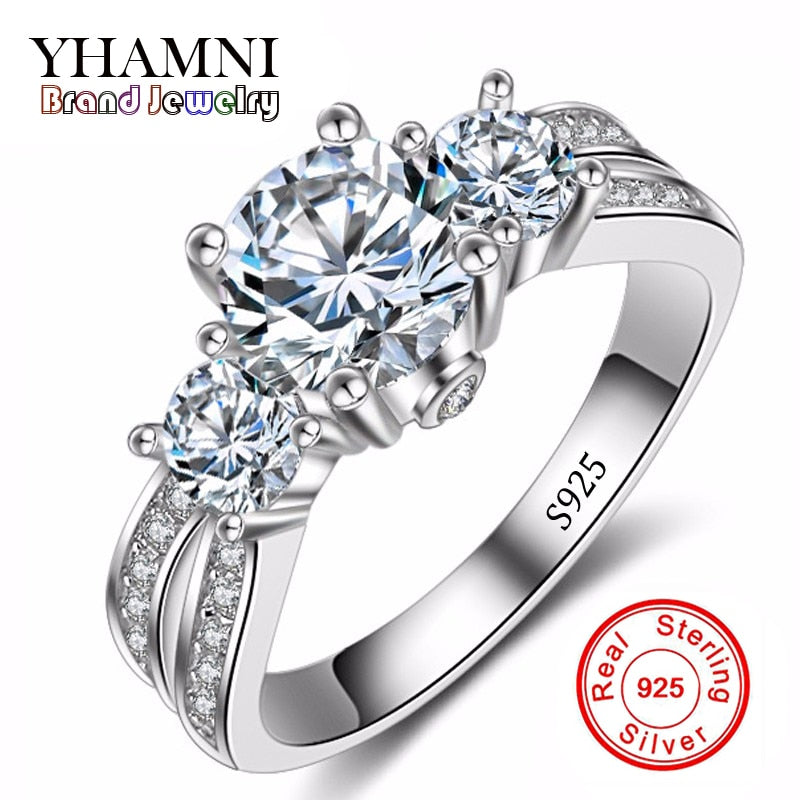 Fine Jewelry Ring Silver Real 925 Sterling Silver Wedding Rings Set 1 Carat SONA CZ Diamant Engagement Rings For Women AR036