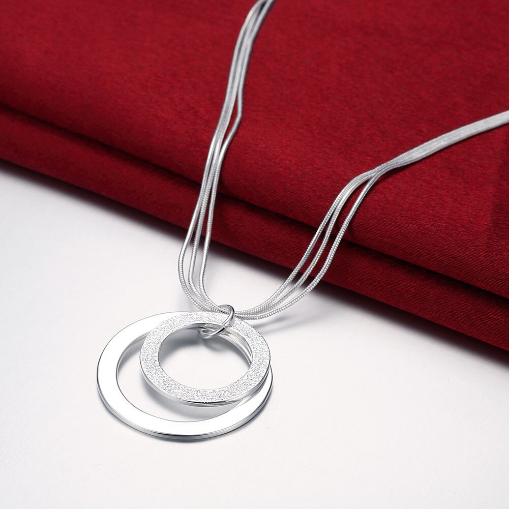 Fine Street all-match 925 Stamped Silver round earring necklace Jewelry set for Women wedding party Charms gifts
