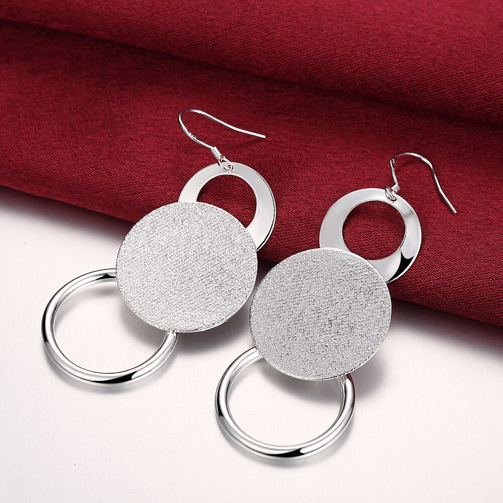 Fine Street all-match 925 Stamped Silver round earring necklace Jewelry set for Women wedding party Charms gifts