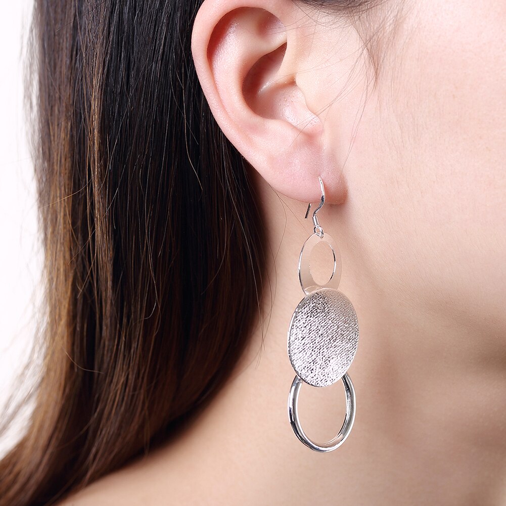 Fine Street all-match 925 Stamped Silver round earring necklace Jewelry set for Women wedding party Charms gifts