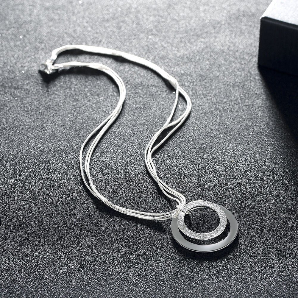 Fine Street all-match 925 Stamped Silver round earring necklace Jewelry set for Women wedding party Charms gifts