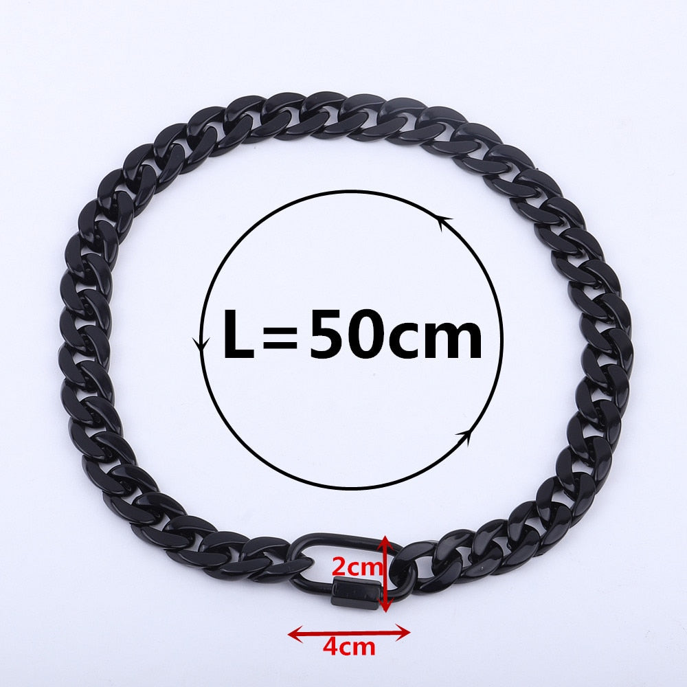 FishSheep Acrylic Black Chain Lock Pendant Necklace For Men Women Hip Hop Long Chain Buckle Necklace 2021 Jewelry