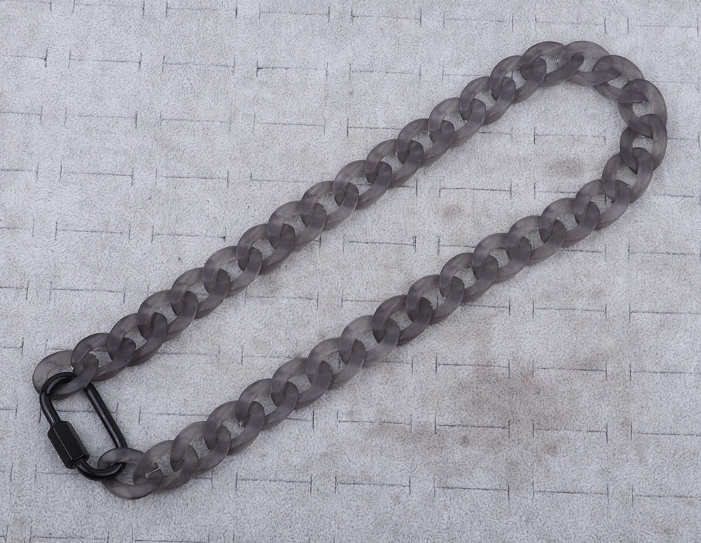 FishSheep Acrylic Black Chain Lock Pendant Necklace For Men Women Hip Hop Long Chain Buckle Necklace 2021 Jewelry