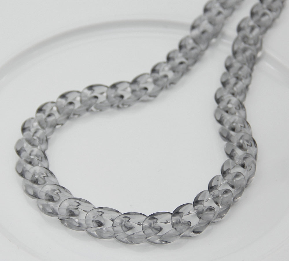 FishSheep Acrylic Black Chain Lock Pendant Necklace For Men Women Hip Hop Long Chain Buckle Necklace 2021 Jewelry