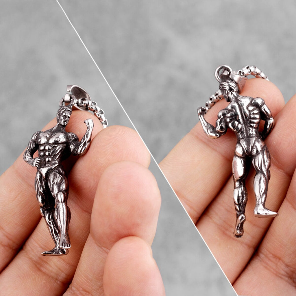 Fitness Bodybuilding Long Men Necklaces Pendants Chain Punk for Boyfriend Male Stainless Steel Jewelry Creativity Gift