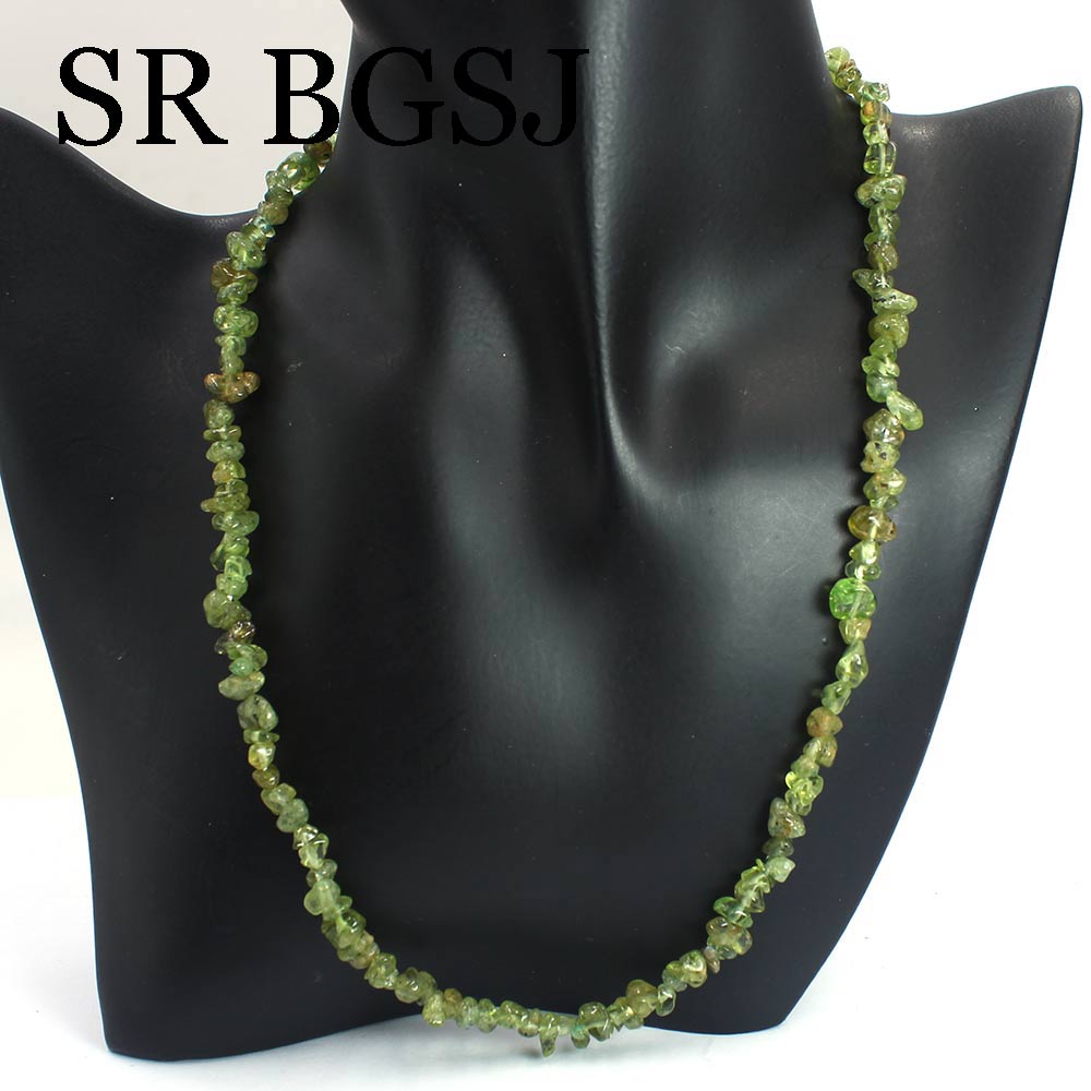 6-8mm Natural Peridot Gems Chips Stone For Wedding Jewelry Bohemian Chokers Necklace 18inch