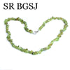 6-8mm Natural Peridot Gems Chips Stone For Wedding Jewelry Bohemian Chokers Necklace 18inch