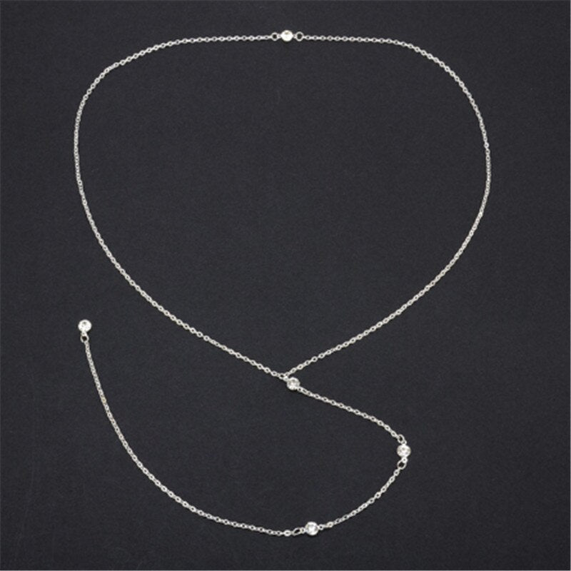 Back Drop Chain Necklaces For Women Elegant Long Crystal Wedding Accessories Backless Chain Beach Jewelry