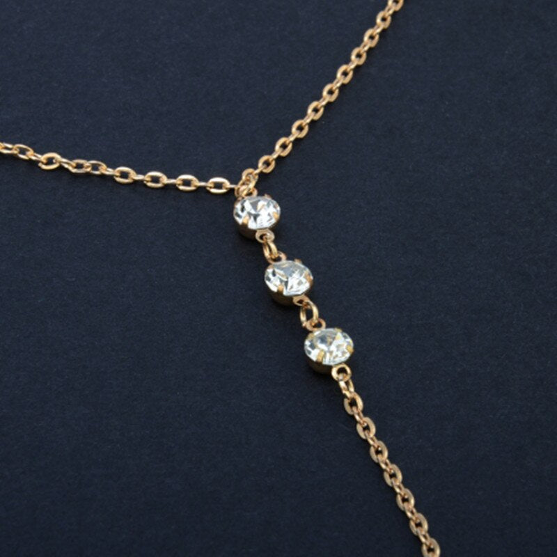 Back Drop Chain Necklaces For Women Elegant Long Crystal Wedding Accessories Backless Chain Beach Jewelry