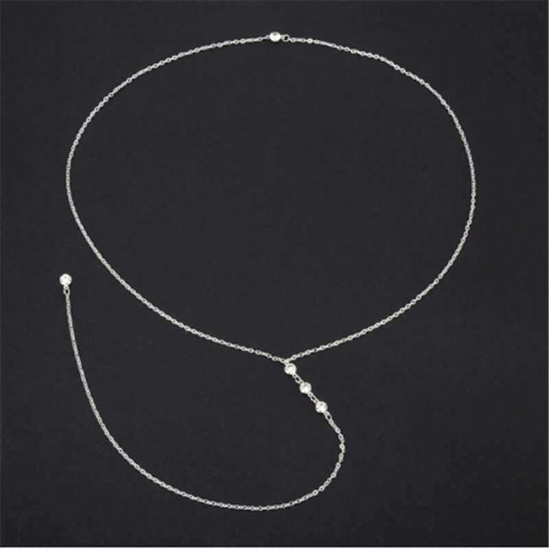 Back Drop Chain Necklaces For Women Elegant Long Crystal Wedding Accessories Backless Chain Beach Jewelry