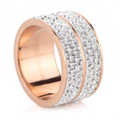 Free shipping New Rose Gold Color Classic design Stainless Steel Wedding Rings For Women Jewelry