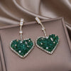 French Design Jewelry  Handmade Green Crystal Pendant Earrings Elegant Women Wedding Party Accessories