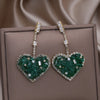 French Design Jewelry  Handmade Green Crystal Pendant Earrings Elegant Women Wedding Party Accessories