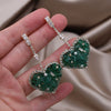 French Design Jewelry  Handmade Green Crystal Pendant Earrings Elegant Women Wedding Party Accessories