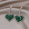 French Design Jewelry  Handmade Green Crystal Pendant Earrings Elegant Women Wedding Party Accessories